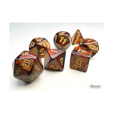 Chessex Mini Dice Mini Poly Set - Scarab Blue Blood w/Gold (7) NM