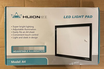 New Open Box HUION A4 LED Light Pad Tracing Box Adjustable Brightness AC Powered