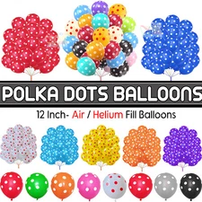 12" Polka Dot Balloons Spotty Printed Latex Party Ballons Plain Baloons Decor UK