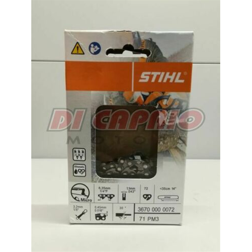 Catena Motosega STIHL 1/4" P 72 Maglie barre 35cm spess 1,1mm ORIGINALE MSA 200