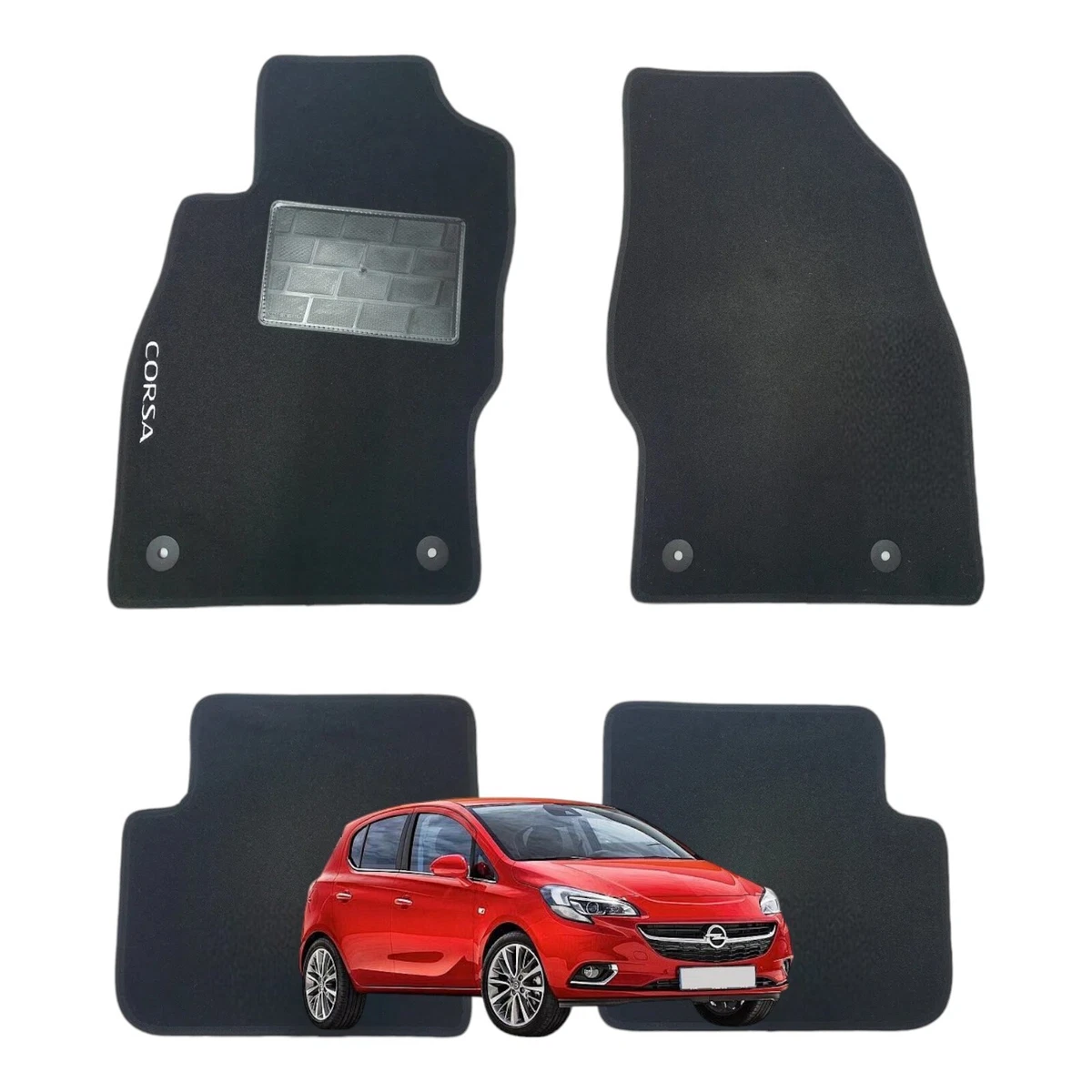 Opel Corsa D Kit Tappetini Auto SOLO ANTERIORI 2pz Compatibili Con Opel Corsa E 2014-2019 | Set 2 Tappeti Anteriori Su Misura In Moquette Tappetini