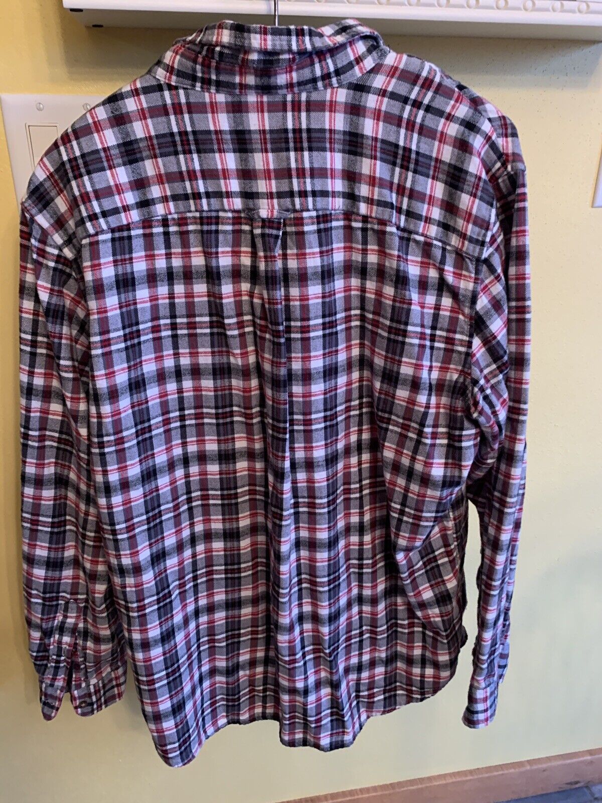 Chaps Flannel Shirt Mens LARGE Red Black Plaid Pe… - image 4