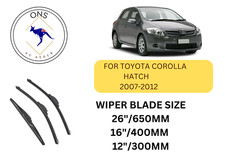 WIPER BLADES FOR TOYOTA COROLLA (HATCH)  2007-2012