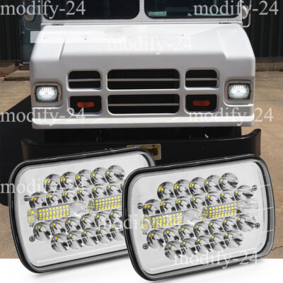 Fit Freightliner MT-35 MT-45 MT-55 Stepvan Pair 5x7'' LED Headlights Hi/Lo Beam
