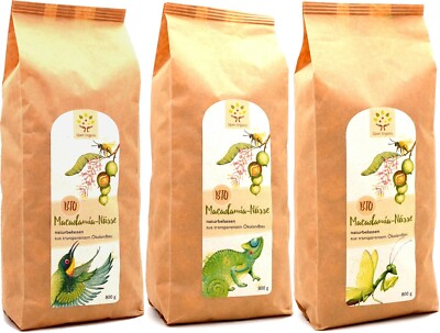 Bio-Macadamianüsse 2,4 kg (3x 800 g) , naturbelassen (ungeröstet - ungesalzen)