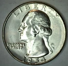 1954 S Washington Silver Quarter 25c US Coin Uncirculated San Francisco Mint
