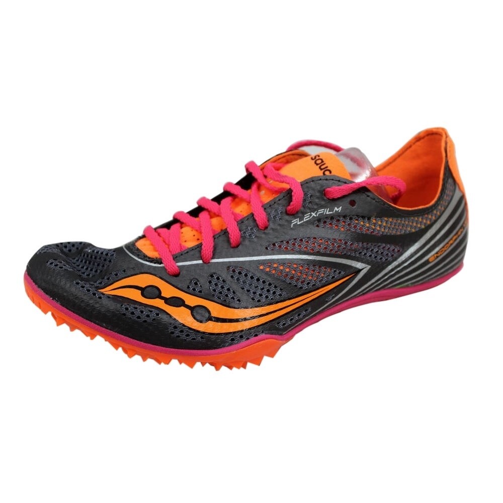 Saucony Women's Athletic Shoes Endorphin MD4 Silver/Orange-Pink Size US
