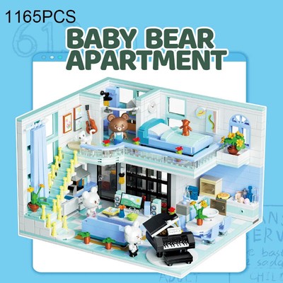 1165PCS Baby Bear Apartment Building Blocks Creative House Assemble Model Bricks