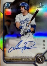 2022 Bowman Chrome #CPA-LTS Luca Tresh 1st Bowman Auto Refractor Parallel #/499