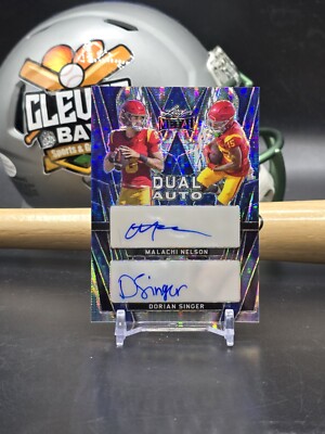 Malachi Nelson Dorian Singer 2024 Leaf Metal Dual Auto /4 Blue Pulsar USC (JM)