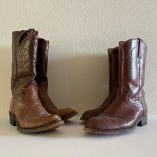2 Pairs Tony Lama Vintage Brown Leather Cowboy Boots Womens Size 4.5 5 USA