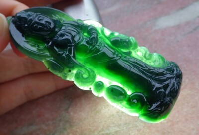 Certified Black Green 100% A JADE JADEITE PENDANT Kwan Yin Guanyin 106927 TS