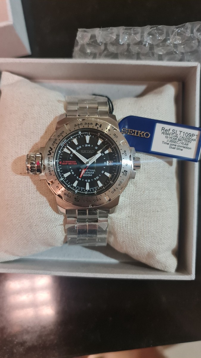 SEIKO SLT109P1 Watch Perpetual MAP METER 200M Quartz 8F56 Steel