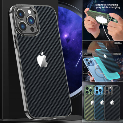 Carbon Fiber Case Shockproof Hybrid Hard Phone Cover For iPhone 12 13 14 Pro Max