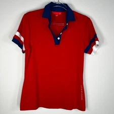 Redvanly Golf Ringer Polo Shirt Red White & Blue Size Small