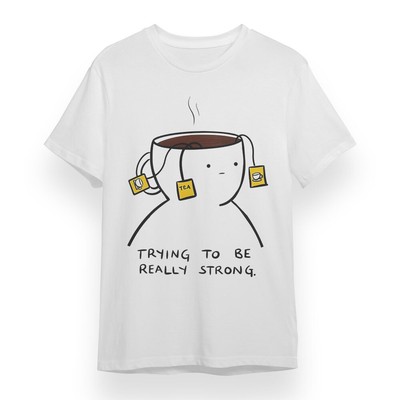Women's Plus Size T-shirt With Tea Trying To Be Strong Graphic White Cotton Tee