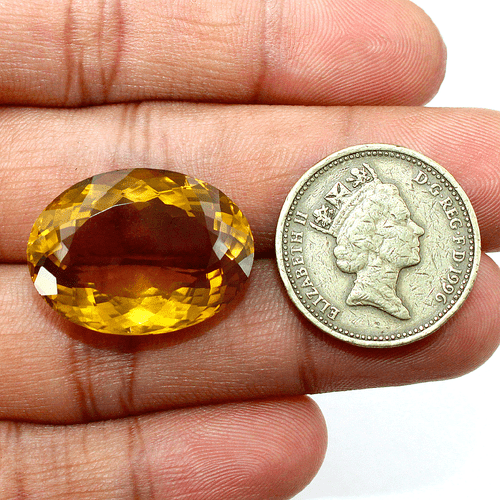 VVS 28.87 Cts Natural Beer Quartz Untreated 24x18mm Oval Cut Top Grade Gemstone - Picture 7 of 16