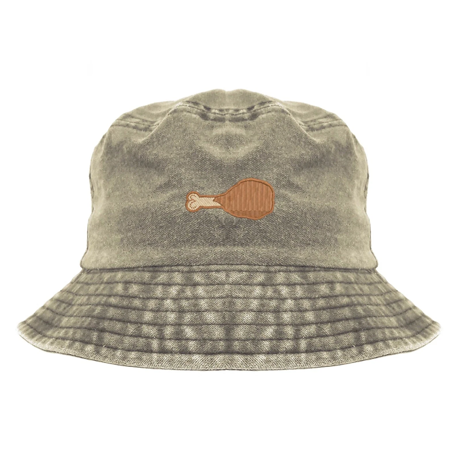 Drum stick embroidered bucket hat-khaki, drum stick embroidered bucket hat