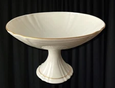 Vintage Lenox Ivory High Raised Fruit Bowl - Pedestal Vase With 24k Gold Trim