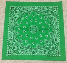 Vintage Hav a Hank Bandana Scarf Green Black Paisley Greaser RN15187 USA Made