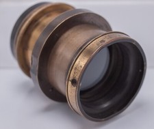 Unmarked 1890s Brass Rapid Rectilinear 250mm 9.75" F11 Iris Lens AS-IS