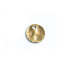 Antique Brass Wavy Circle Charm, Bronze Tone Disc Stamping Blank Pendant Jewelry