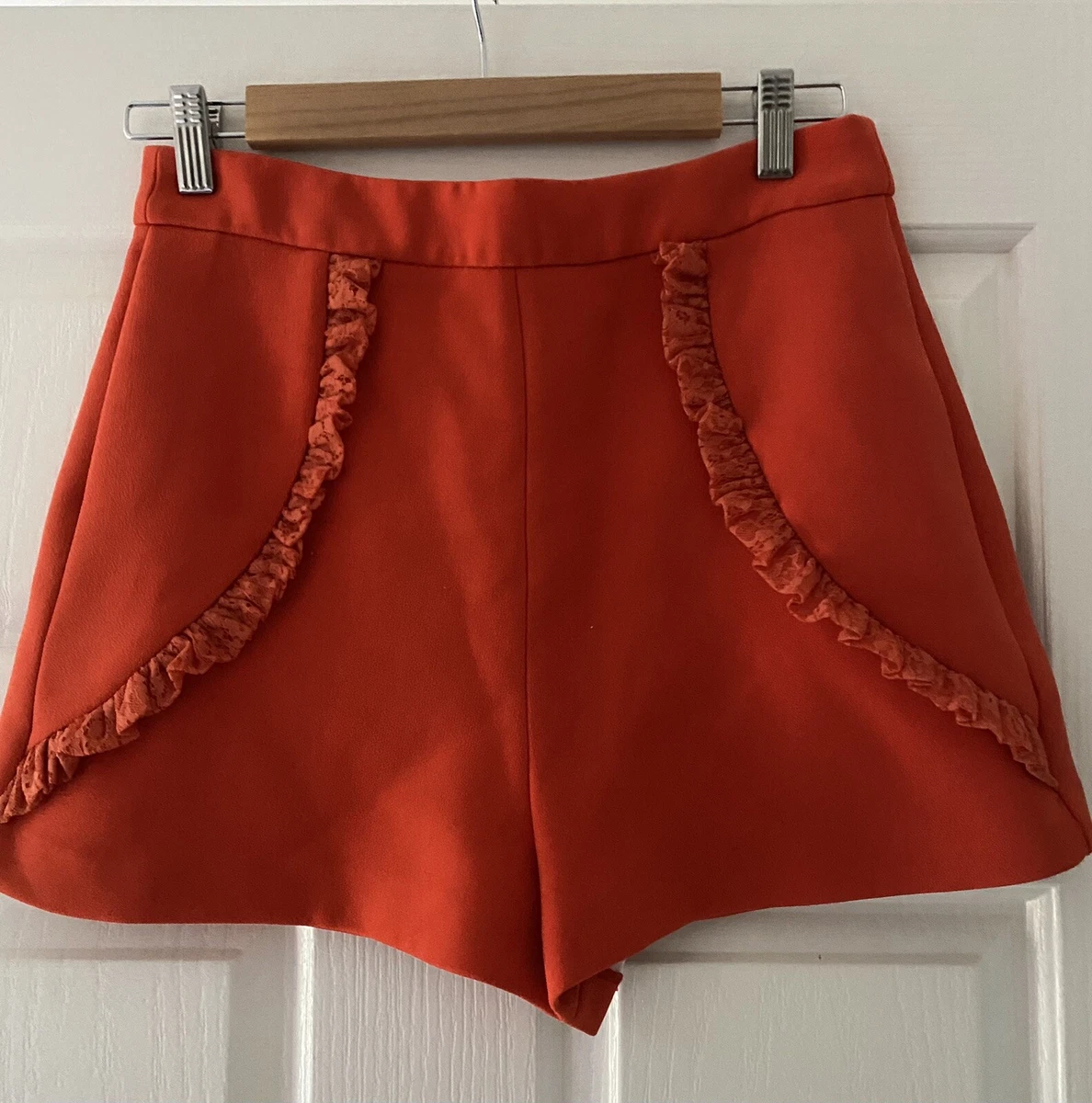 MAJE Size 38 AU 8 Orange Ruffled Designer Shorts eBay