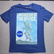 NASA Graphic Tee Kids Size 8 Blue Short Sleeve Shirt Astronaut Space