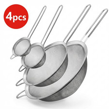 4pcs Stainless Steel Kitchen Sieves Strainers Set Fine Mesh Colander