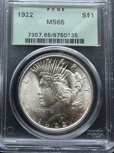 1922 Peace Silver Dollar PCGS MS65 - Gem Uncirculated Certified Coin