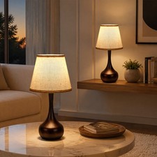 Set of 2 17" Touch Table Lamp Bedside 3-Way Dimmable Fixture Living Room Bedroom
