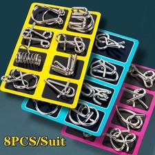 3x Metal Wire Puzzle Set of 24 with Pouch Brain Teaser IQ Test Trick Toy Party