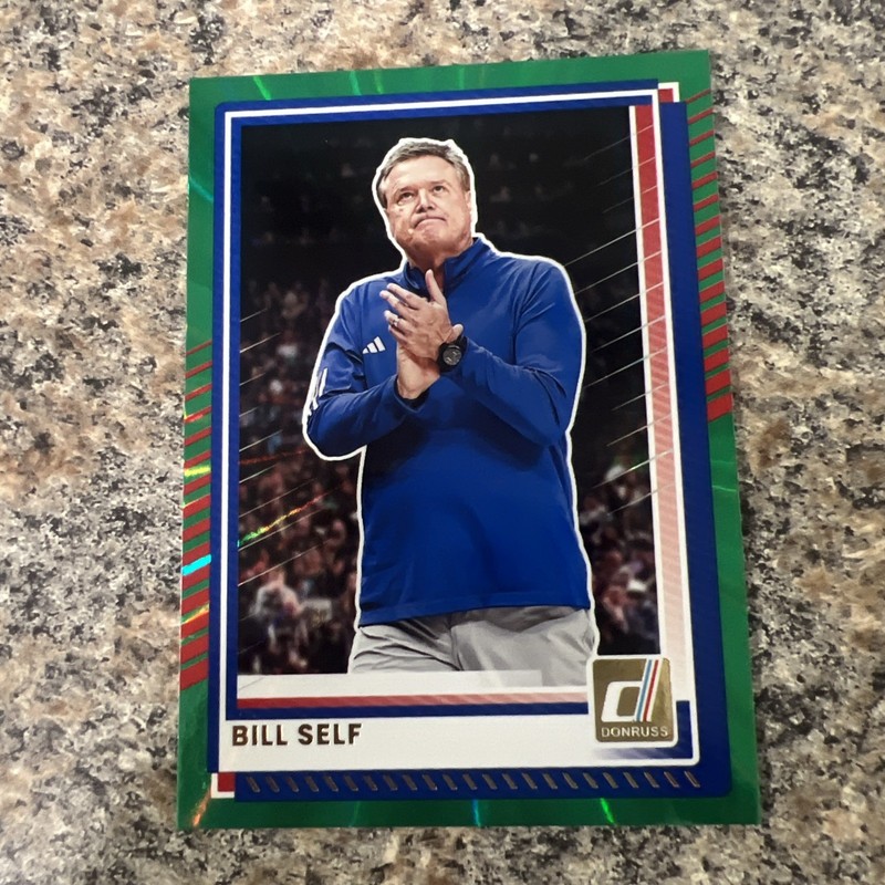 2025-26 Donruss BILL SELF #182 Holo Green Laser Kansas Jayhawks OK st. Alum