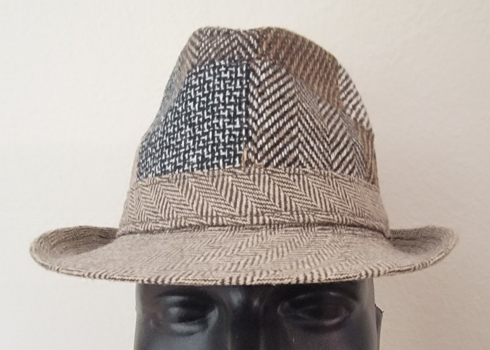 Tweed Patchwork Multicolor Fedora Hat - image 3