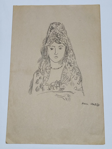 Henri Matisse Drawing on paper (Handmade) signed and stamped mixed media.