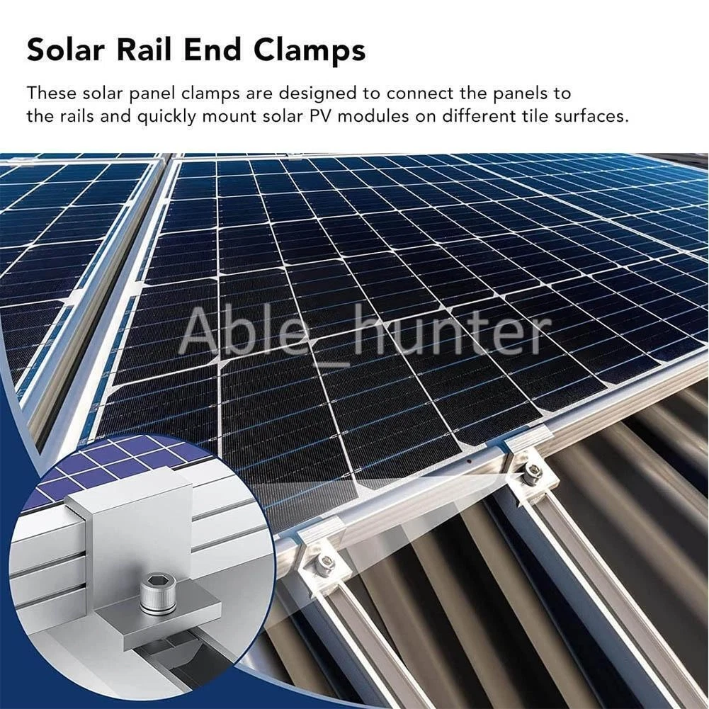 10x Solar Panel Rail Bracket Mounting Aluminium Alloy Fixing End Clamp 35mm