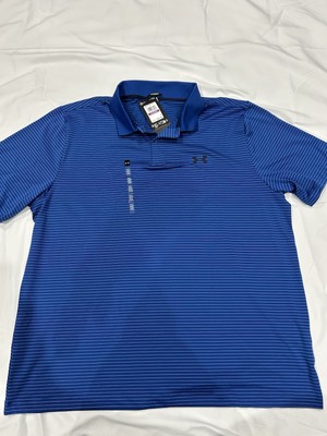Under Armour Matchplay Stripe Golf Polo Men s Loose Fit LG Navy Blue UPF 50