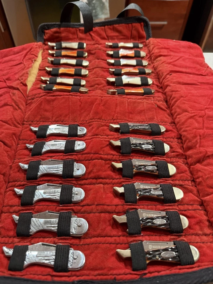 ENORME COLECCIÓN DE CUCHILLOS VINTAGE CON ESTUCHE DE CUERO Abridor de botellas Pierna Dama Raro Foto 2 de 4