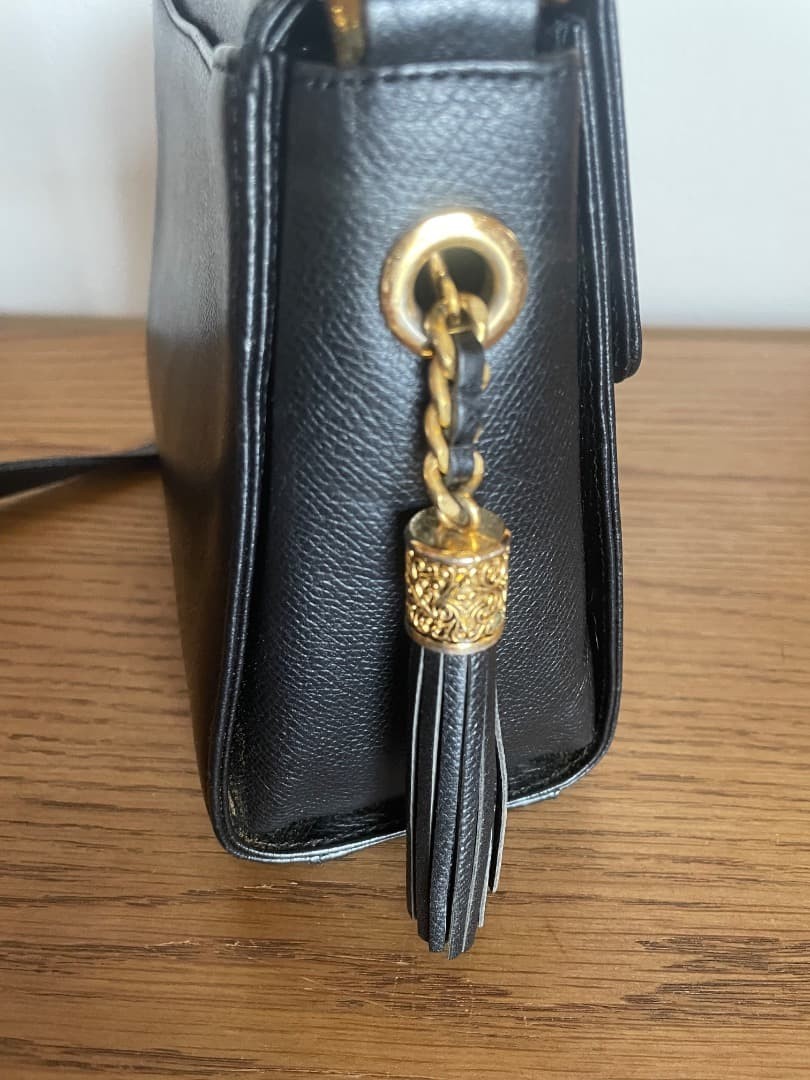 Valentino Garavani Vintage Leather Tassel Flap Shoulder Bag Black Excellent Jap thumbnail 5