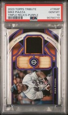 2023 TOPPS TRIBUTE TRIBUTE TRIPLE RELICS #TRMP MIKE PIAZZA PSA 10