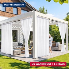 MIULEE White Privacy Outdoor Curtains Waterproof Non-See-Through Semi Sheer 2 Pa