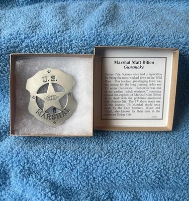 US Marshal  GUNSMOKE Matt Dillon REPLICA     FANCY Badge   Boxed