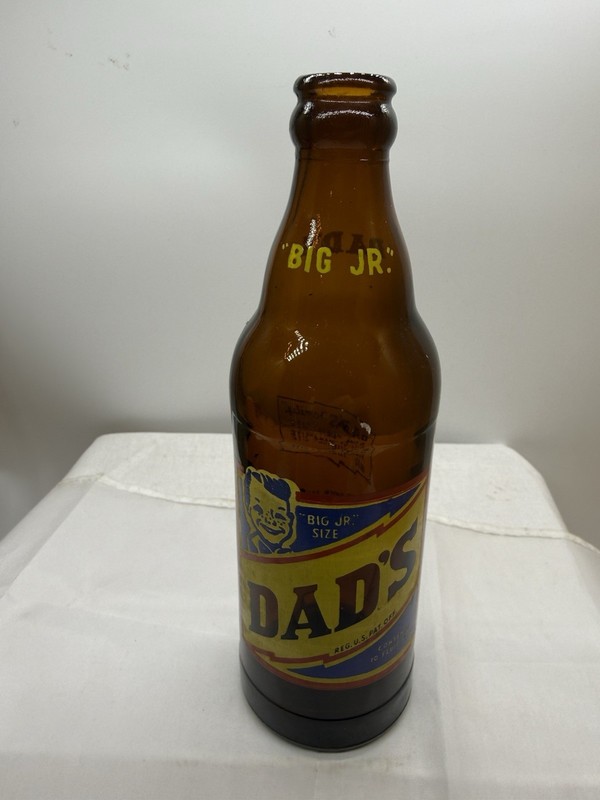 1953 Dad's Root Beer "Big Jr" amber 10oz ACL soda bottle