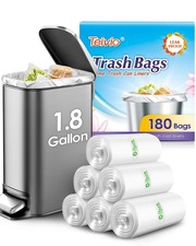 1.8 Gallon 180 Counts Strong Trash Bags Garbage Bags, Bathroom Trash Can Bin ...