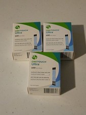 3 Boxes Of One Touch Ultra 100 Count Blood Glucose Diabetic Test Strips