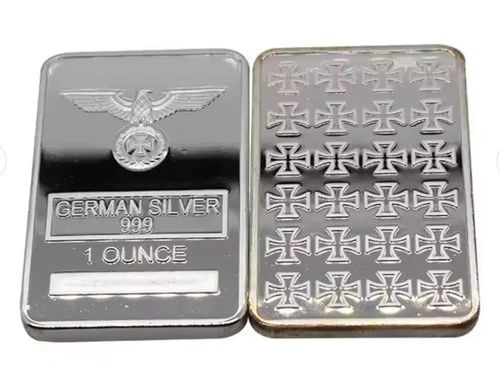 (2) 1 Oz German Silver Buffalo Bars, 2 Bars Total