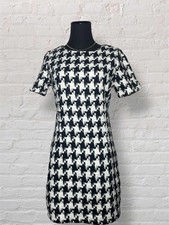 Kling Houndstooth Mini Shift Dress Vtg Old Money Minimal 6