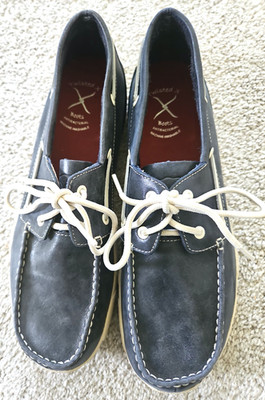 Twisted X Driving Boat Men s 11.5M Blue/Grey Leather Moc Ankle MDM008