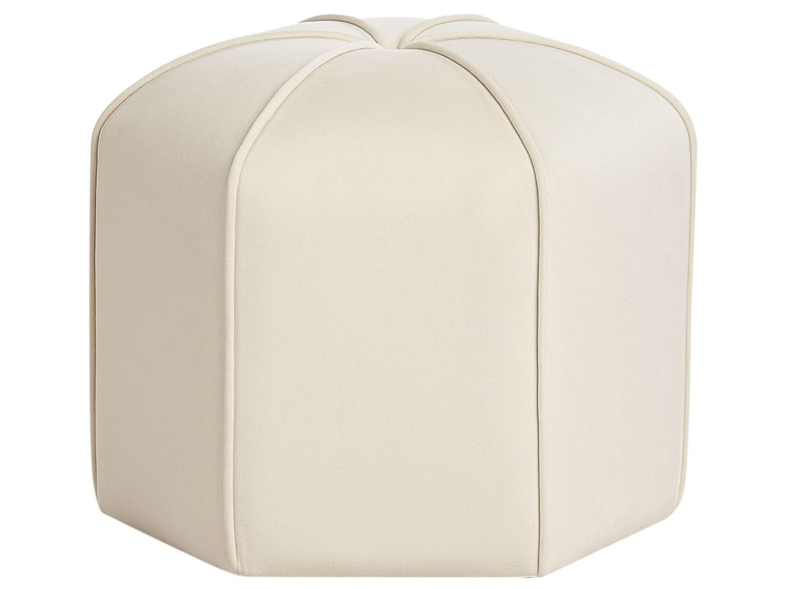 Pouf Hocker Stoffbezug Samt hellbeige rund 45 cm Polsterhocker 42 cm hoch Wishe