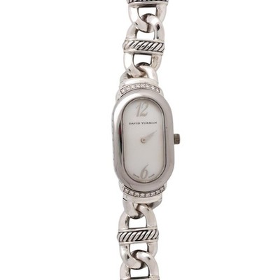 David Yurman Madison Cable Link Watch Sterling Silver Diamond MOP Quartz 6.5''